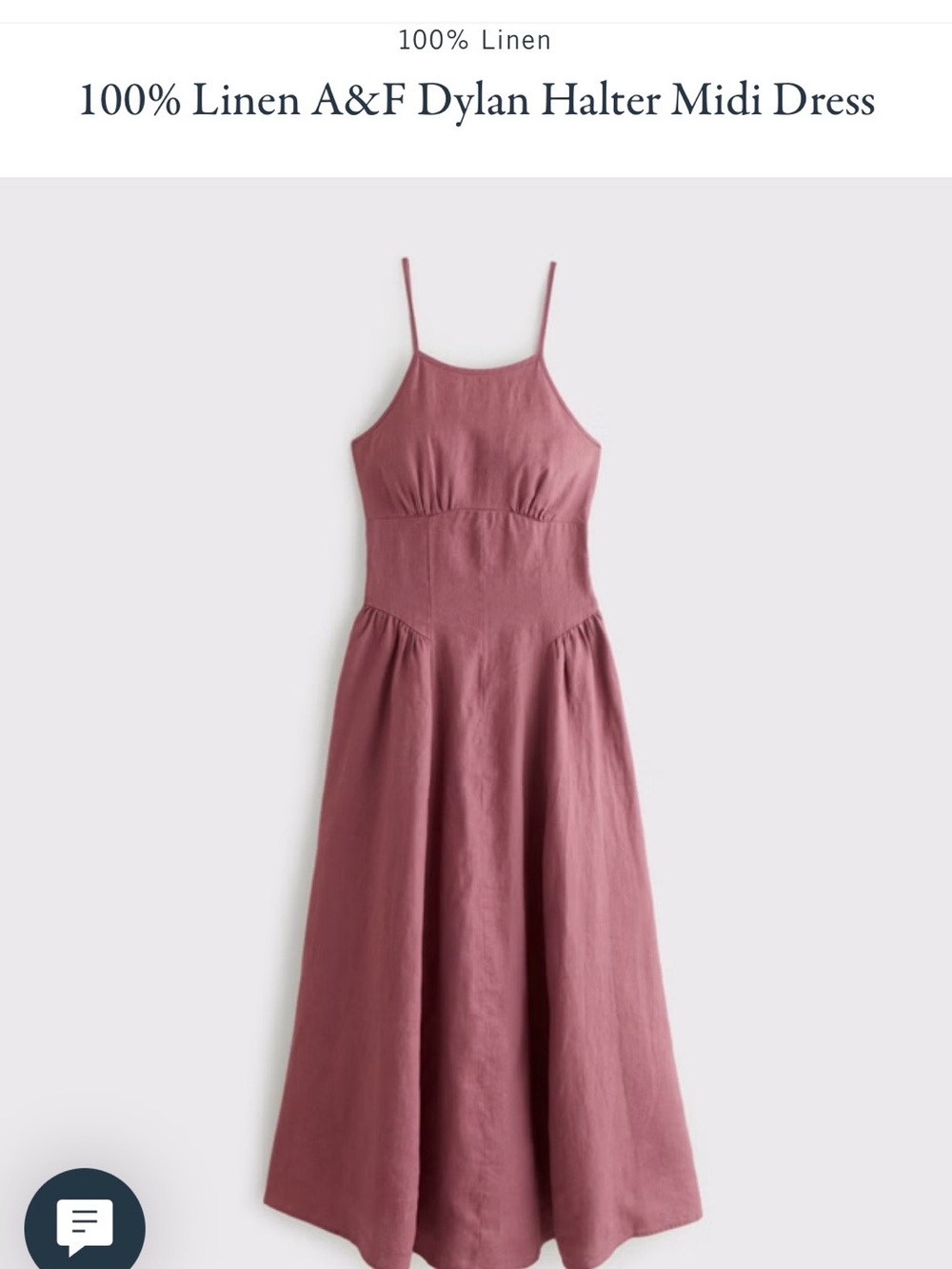 Abercrombie & Fitch Rose Mauve Linen Halter Midi Dress - Picture 2 of 8